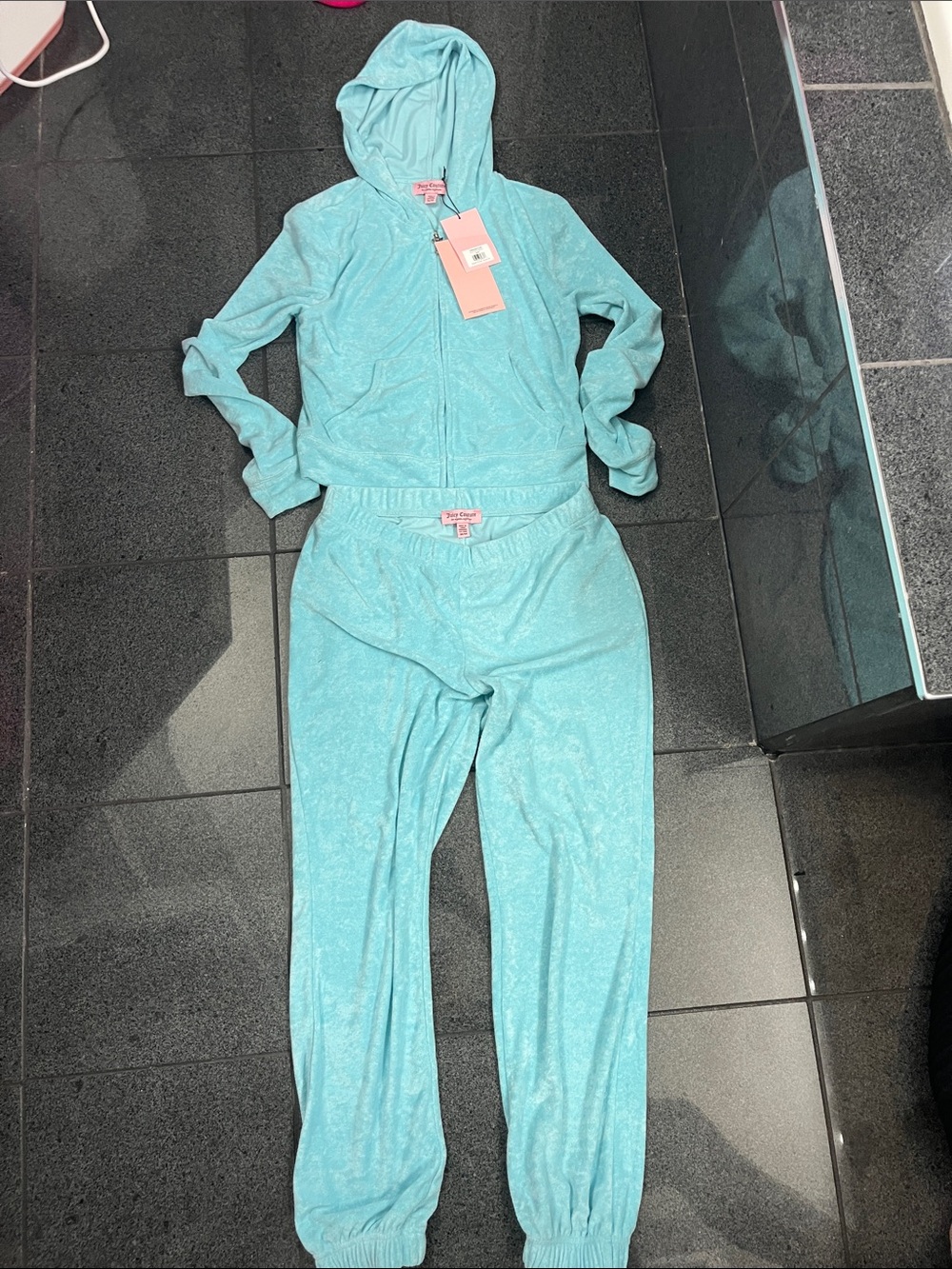 Juicy Couture Aqua Velour Hoodie & Joggers Set
